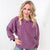 Luxe Corded Crewneck Pullover Sweater in Plum Black and Burnt Orange