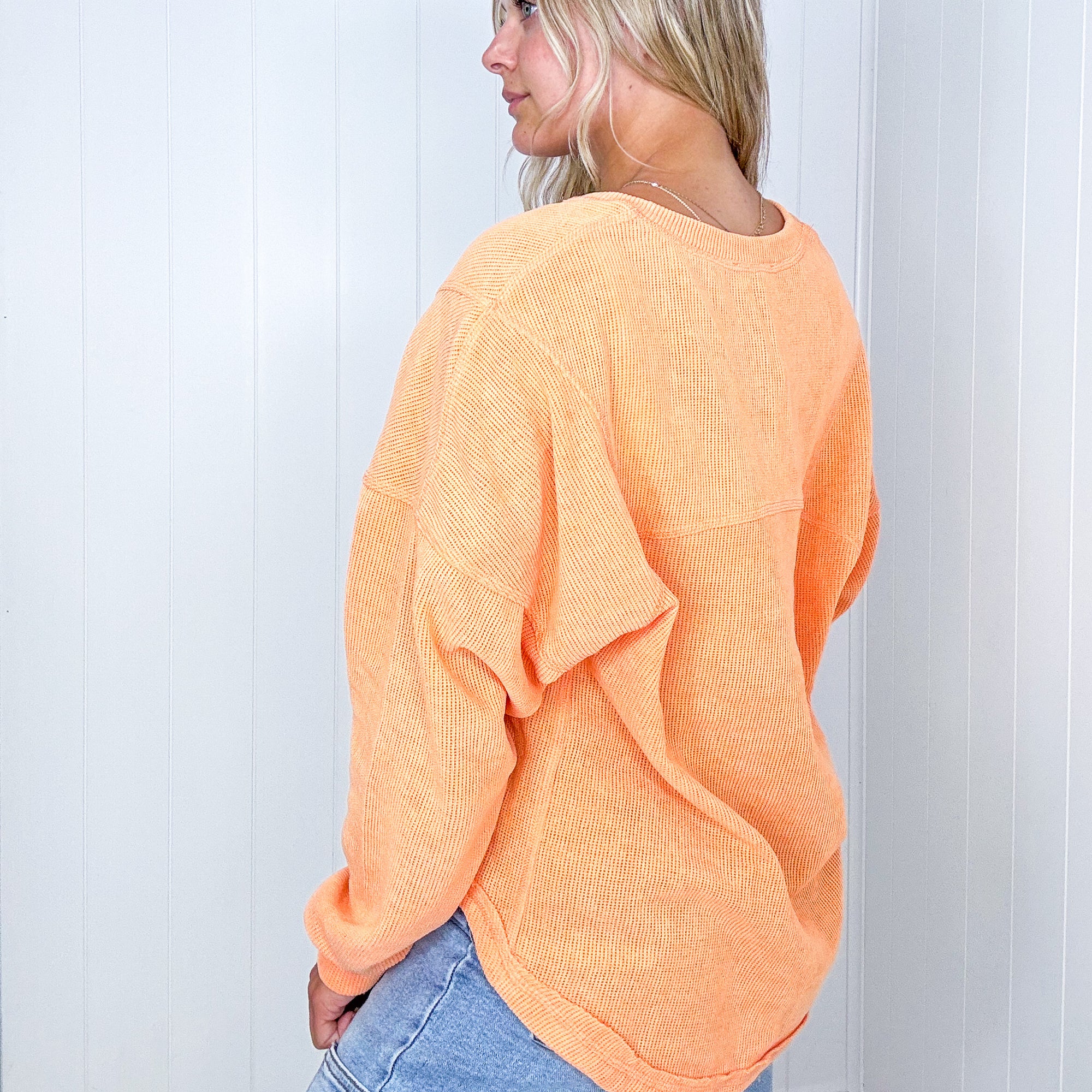 Orange Mango Soft Knit Long Sleeve Pullover Top - Boujee Boutique 