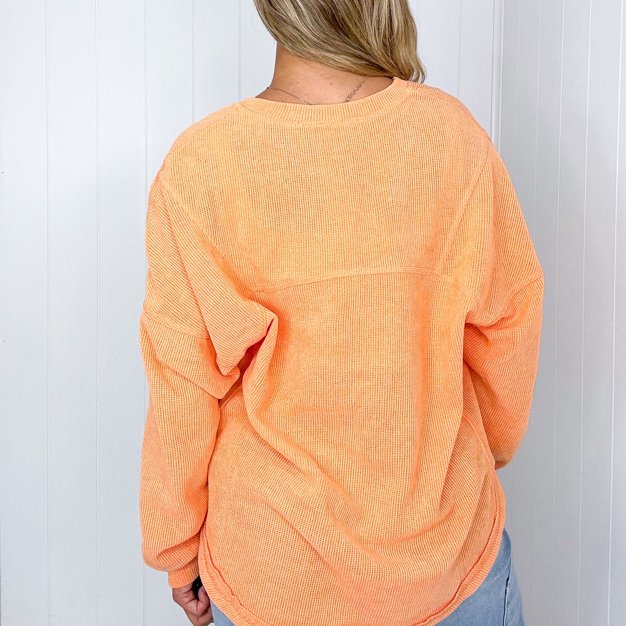 Orange Mango Soft Knit Long Sleeve Pullover Top - Boujee Boutique 