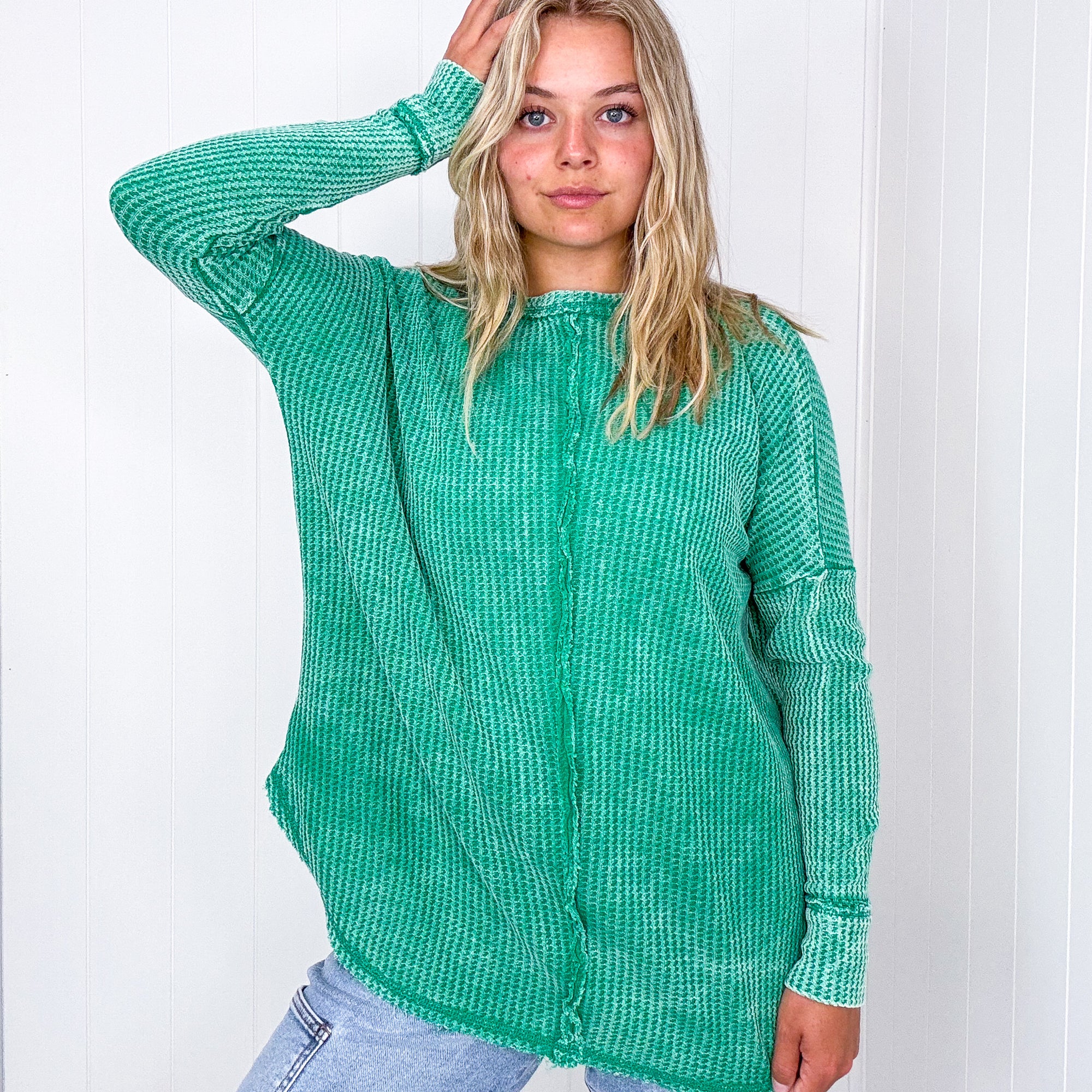 Waverley Waffle Knit Long Sleeve Top in 8 Colors - Boujee Boutique 