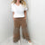 Relaxed Ridge Cropped Washed Thermal Mix Terry Knit Pants In 2 Options