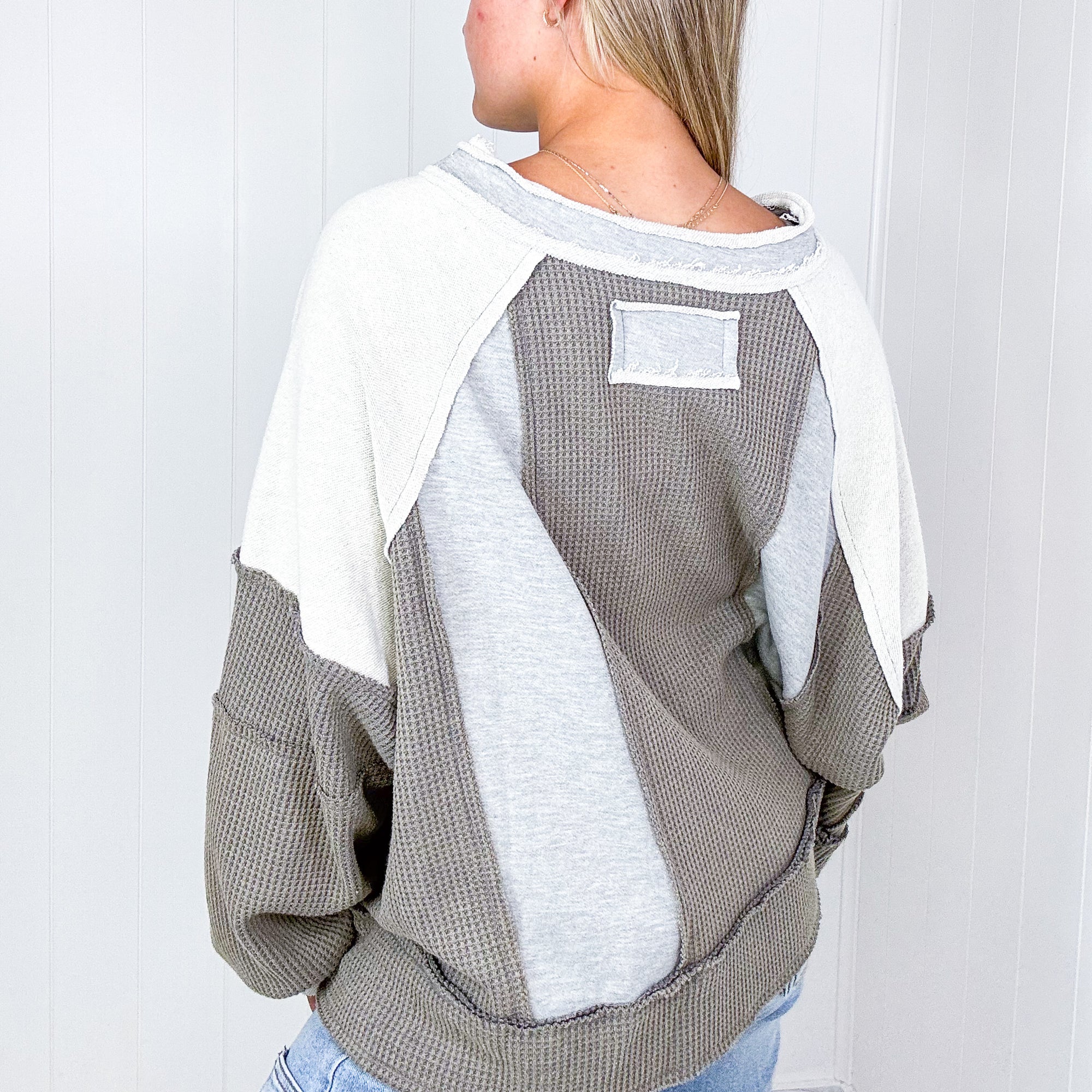 Pol Oversized Terry Waffle Knit Long Sleeve Pullover in 3 Colors - Boujee Boutique 