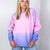 Malibu Purple Pink and Blue Ombre Luxe Soft Corded Long Sleeve Pullover - Boujee Boutique 