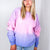 Malibu Purple Pink and Blue Ombre Luxe Soft Corded Long Sleeve Pullover - Boujee Boutique 