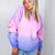 Malibu Purple Pink and Blue Ombre Luxe Soft Corded Long Sleeve Pullover - Boujee Boutique 