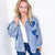 POL Love Knot Oversized Heart Button Up Denim Jacket - Boujee Boutique 