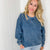 Navy Snow Washed Oversized Luxe Soft Corded Crewneck Pullover - Boujee Boutique 