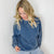 Navy Snow Washed Oversized Luxe Soft Corded Crewneck Pullover - Boujee Boutique 