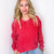 Red Snow Washed Oversized Luxe Soft Corded Crewneck Pullover - Boujee Boutique 