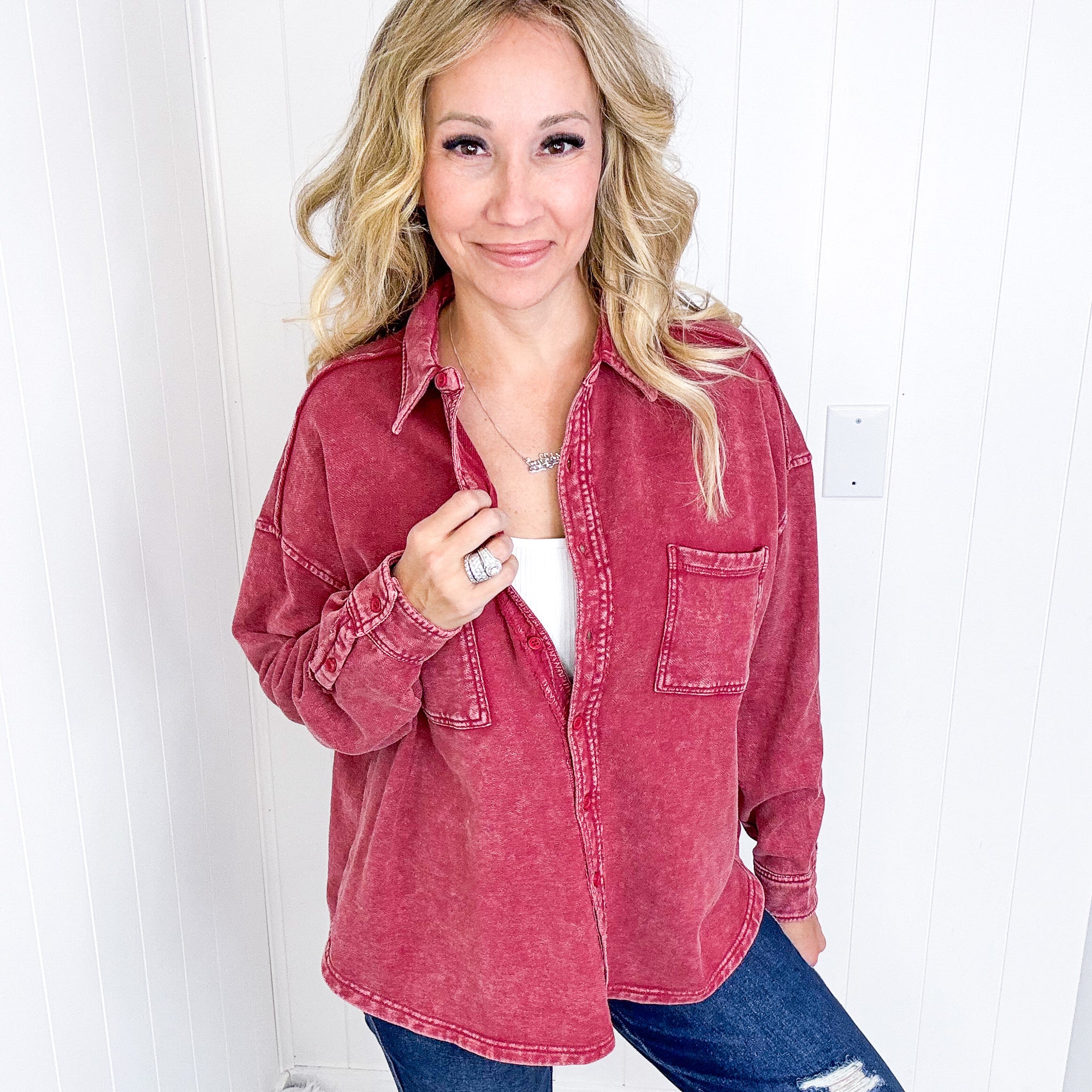 Weekend Wanderer Terry Button Up Jacket or Top in 3 Colors - Boujee Boutique 