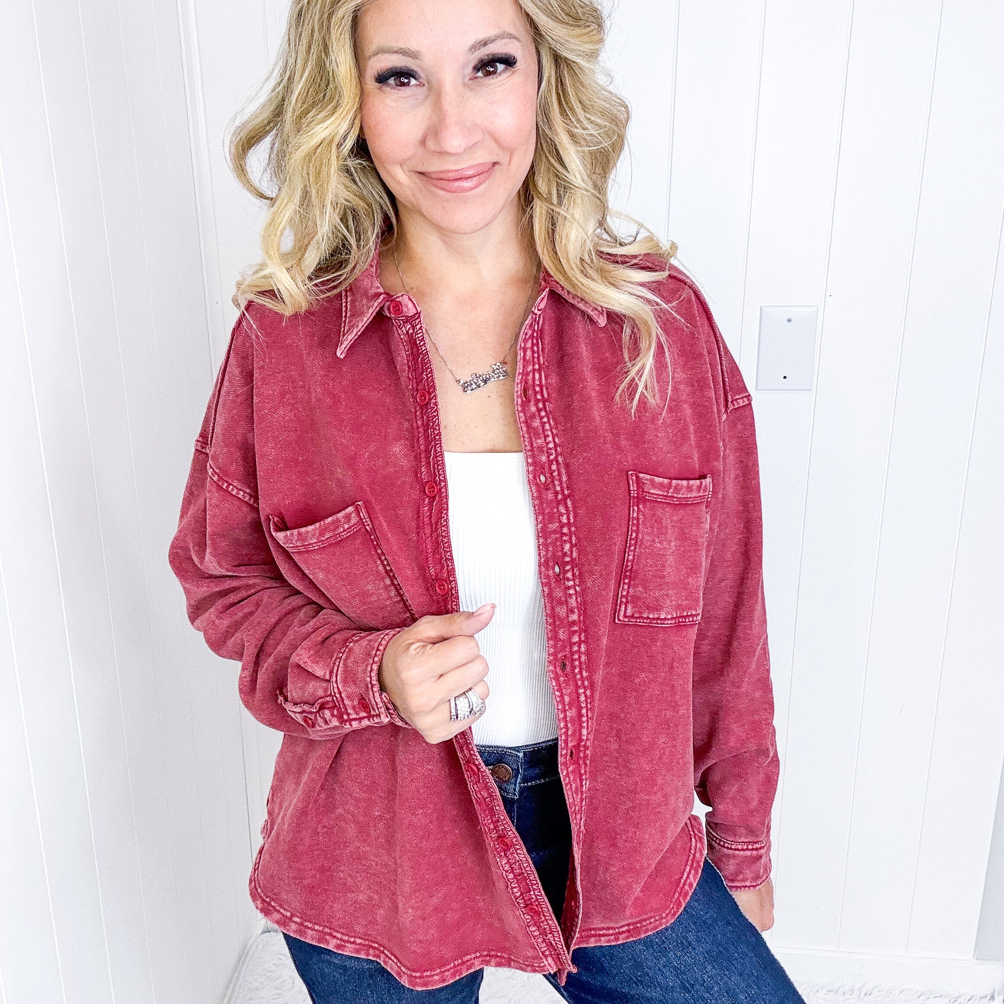 Weekend Wanderer Terry Button Up Jacket or Top in 3 Colors - Boujee Boutique 