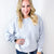 Faded Denim Oversized Luxe Soft Corded Crewneck Long Sleeve Pullover - Boujee Boutique 