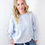 Faded Denim Oversized Luxe Soft Corded Crewneck Long Sleeve Pullover - Boujee Boutique 