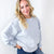 Faded Denim Oversized Luxe Soft Corded Crewneck Long Sleeve Pullover - Boujee Boutique 