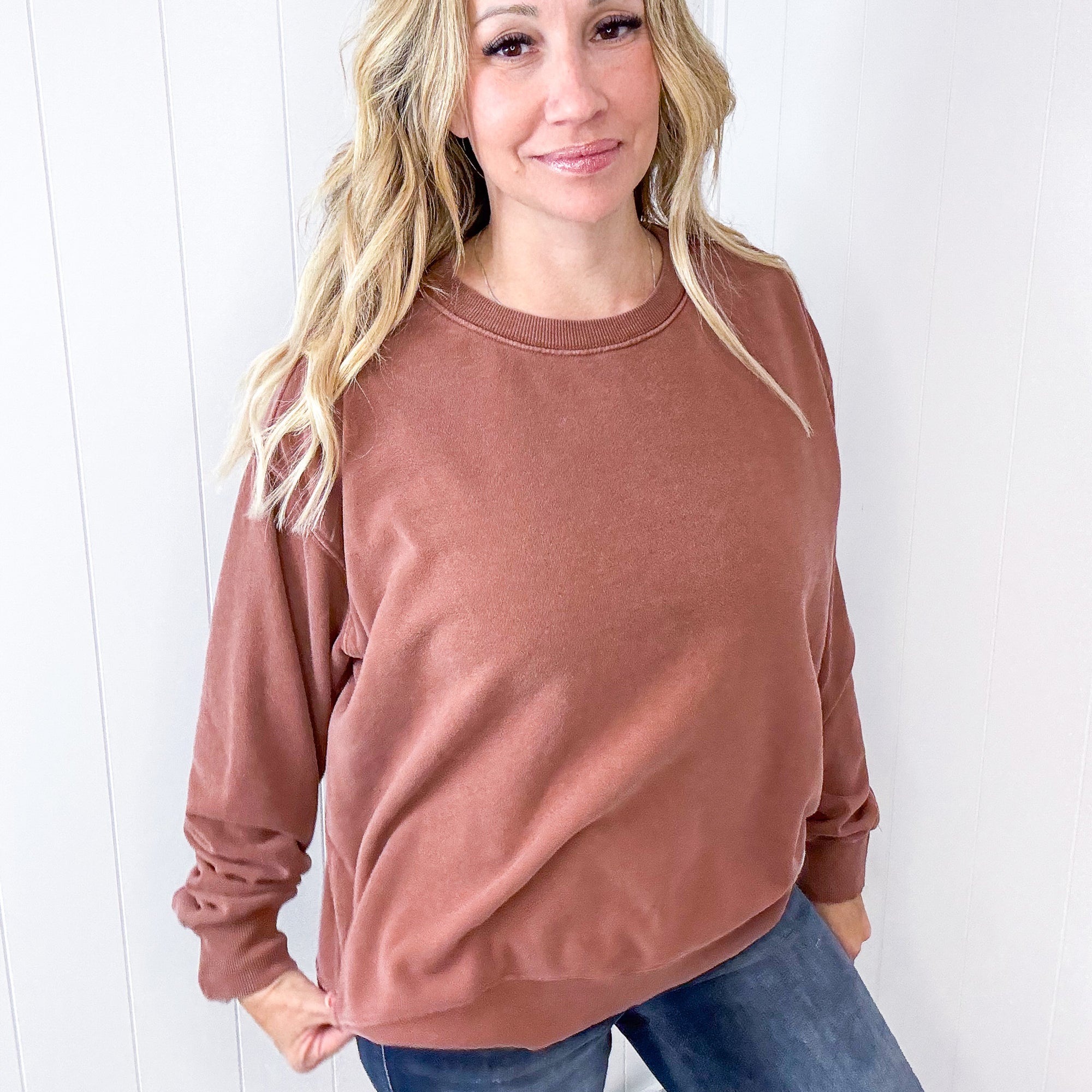 Chasing Sunsets Lightweight Soft Pullover Long Sleeve Sweatshirt in 5 Colors - Boujee Boutique 