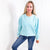 Snow Washed Aqua Oversized Luxe Soft Corded Crewneck Pullover Top - Boujee Boutique 