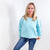 Snow Washed Aqua Oversized Luxe Soft Corded Crewneck Pullover Top - Boujee Boutique 