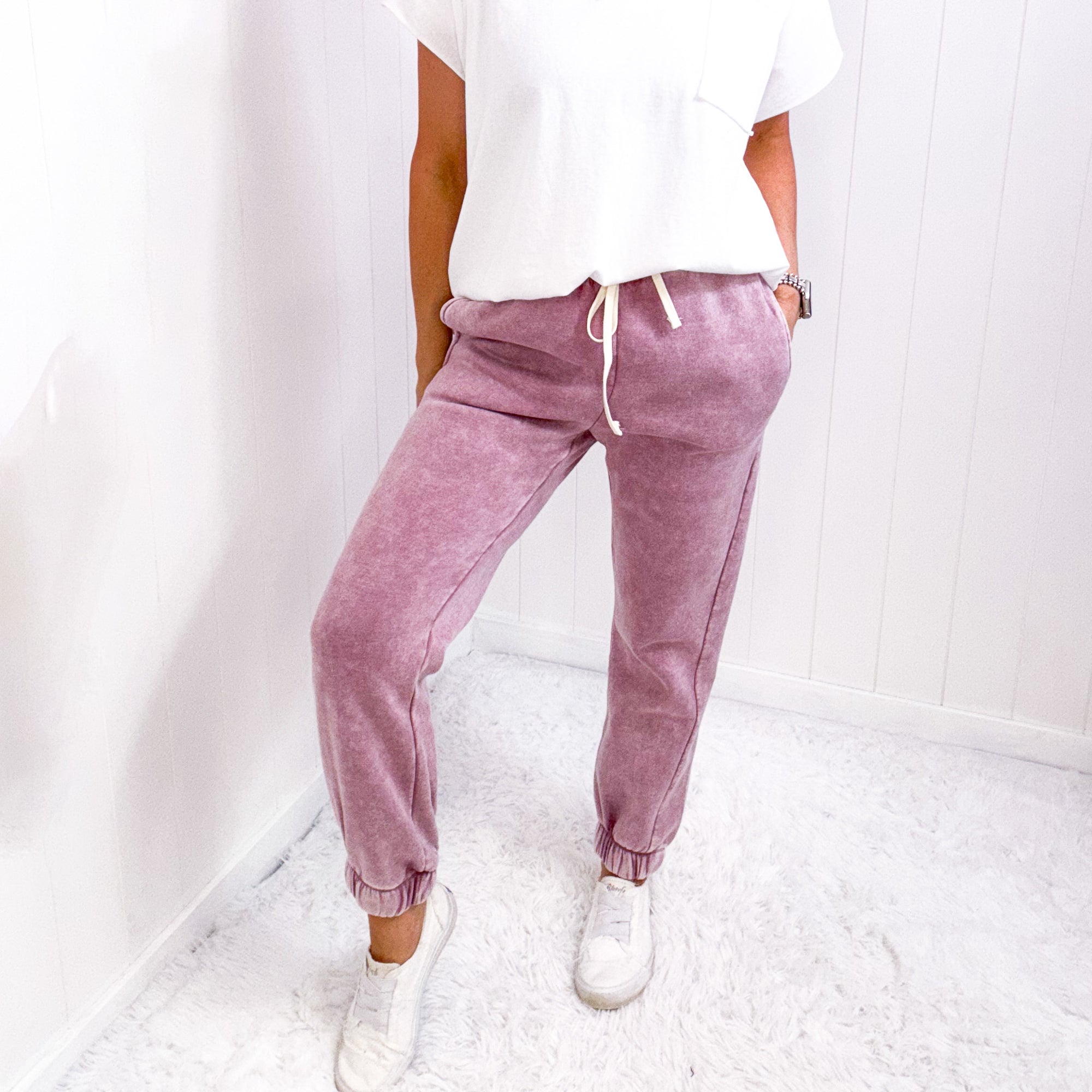 Chill Vibes Washed Fleece Joggers in 4 colors - Boujee Boutique 