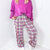 Easel Plaiditude Pink Graped Plaid Pre Washed Cargo Jogger Pants - Boujee Boutique 