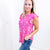 Dear Scarlett Lizzy Flutter Sleeve Top in Hot Pink and White Floral - Boujee Boutique 