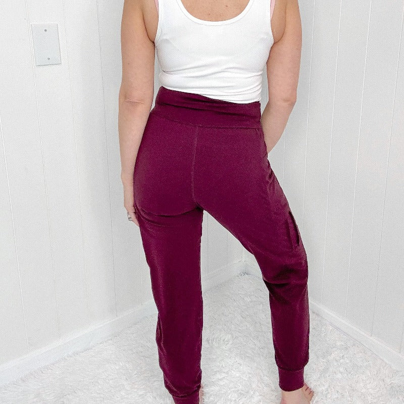 Burgundy Butter Soft Legging Cargo Jogger - Boujee Boutique