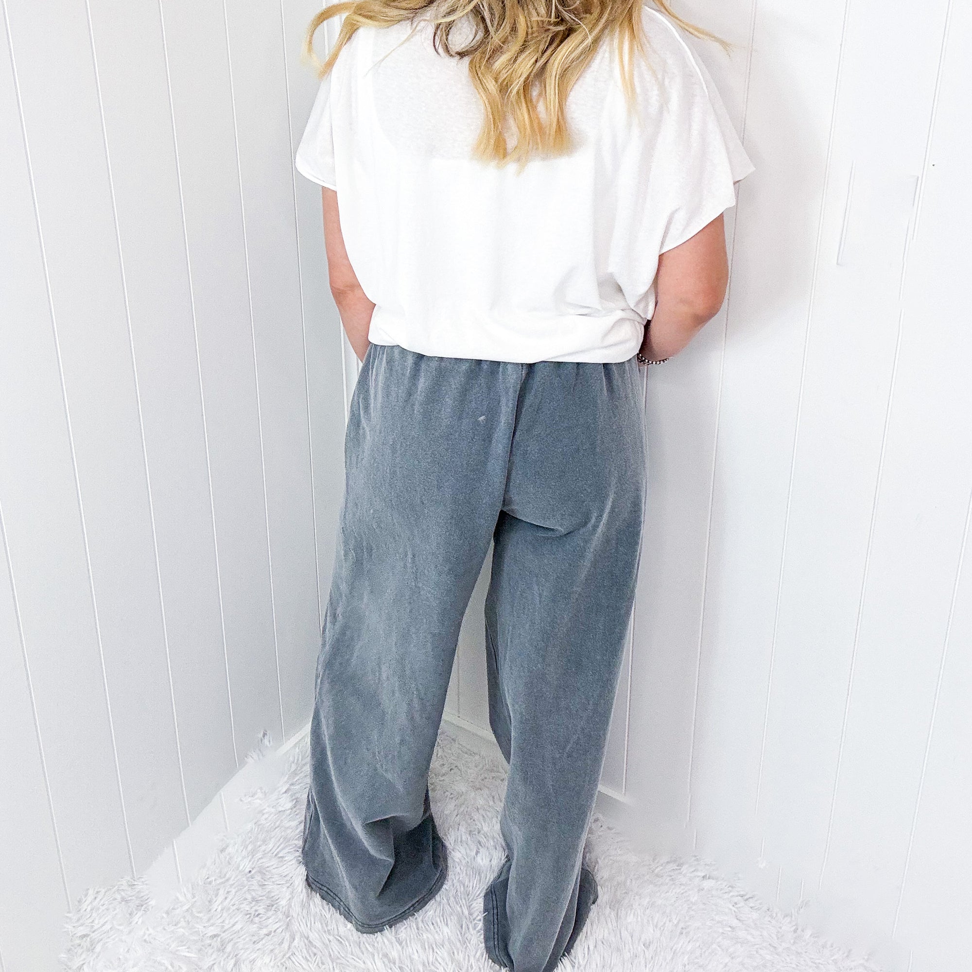 POL Standing in Place Wide Leg French Terry Pull on Palazzo Sweatpants in 2 Colors - Boujee Boutique 