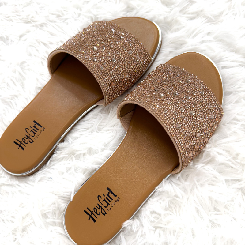 Corky s Pizzazz Champagne Rhinestones Sandals Boujee Boutique